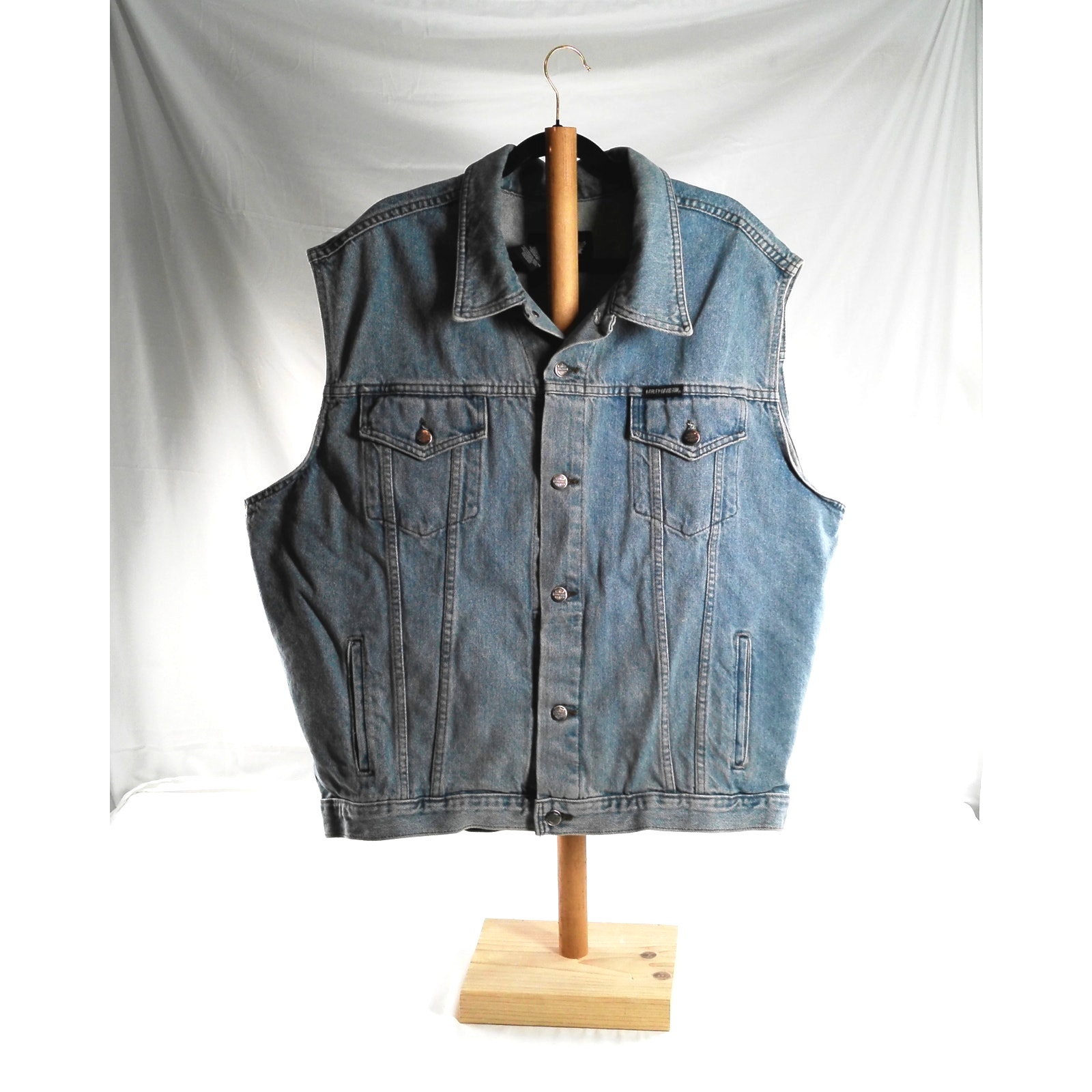 Harley-Davidson Denim Vest Xl Light Wash Embroidered Logo Motorcycle Canada